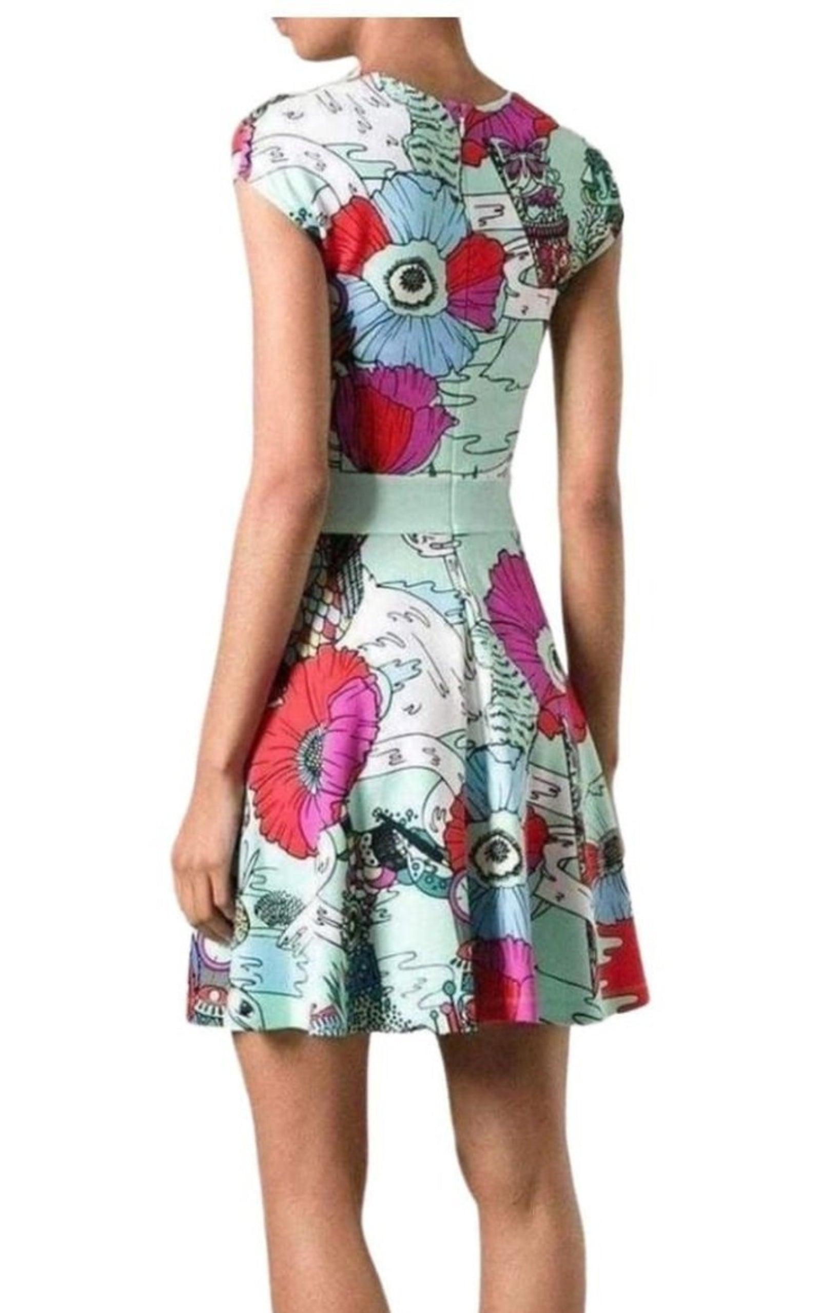 Poppies Print Mint Dress Mary Katrantzou