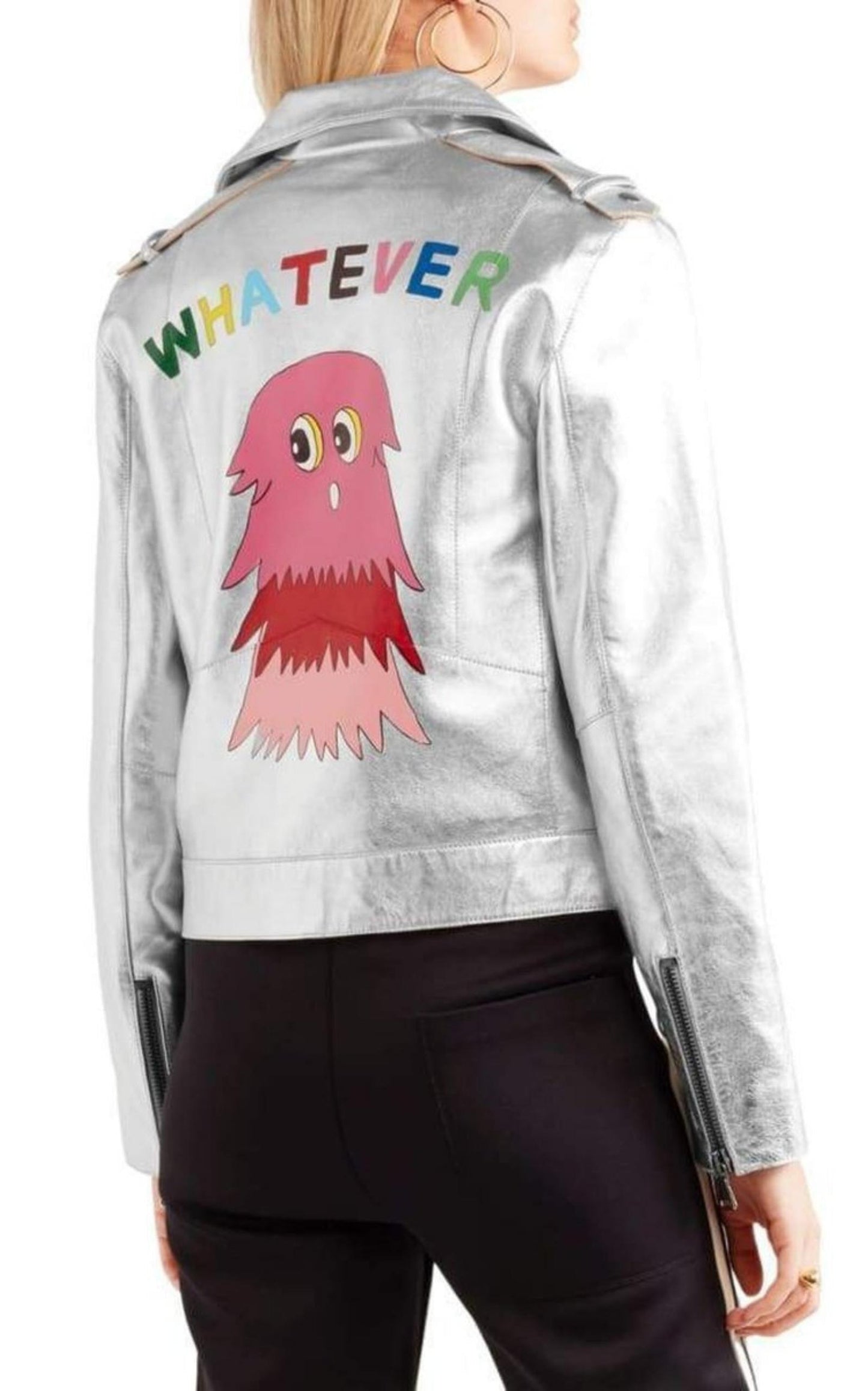 Hand-Painted Metallic Leather Jacket Mira Mikati