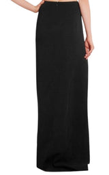 Eyelet Detail Stretch Crepe Maxi Skirt Mugler