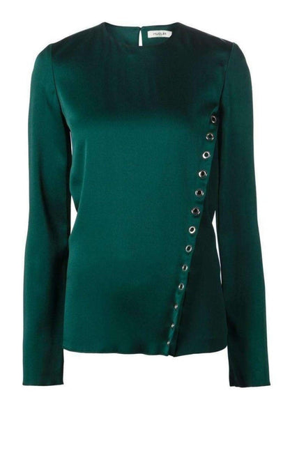 Forest Green Eyelet Detail Blouse Mugler