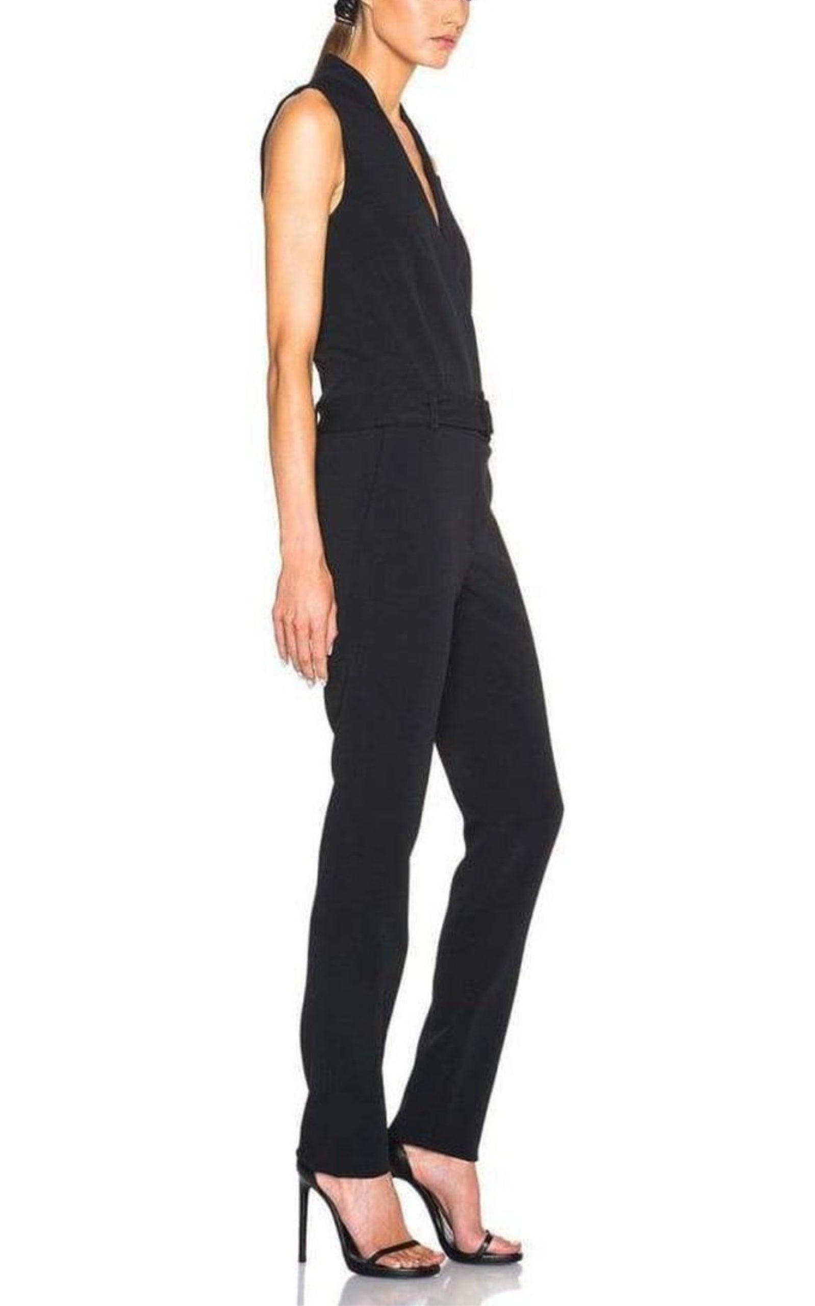 Sleeveless Stretch Crepe Jumpsuit Mugler