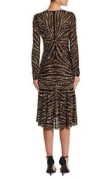 Naeem Khan Sequin V-Neck Fitted Cocktail Dress Naeem Khan