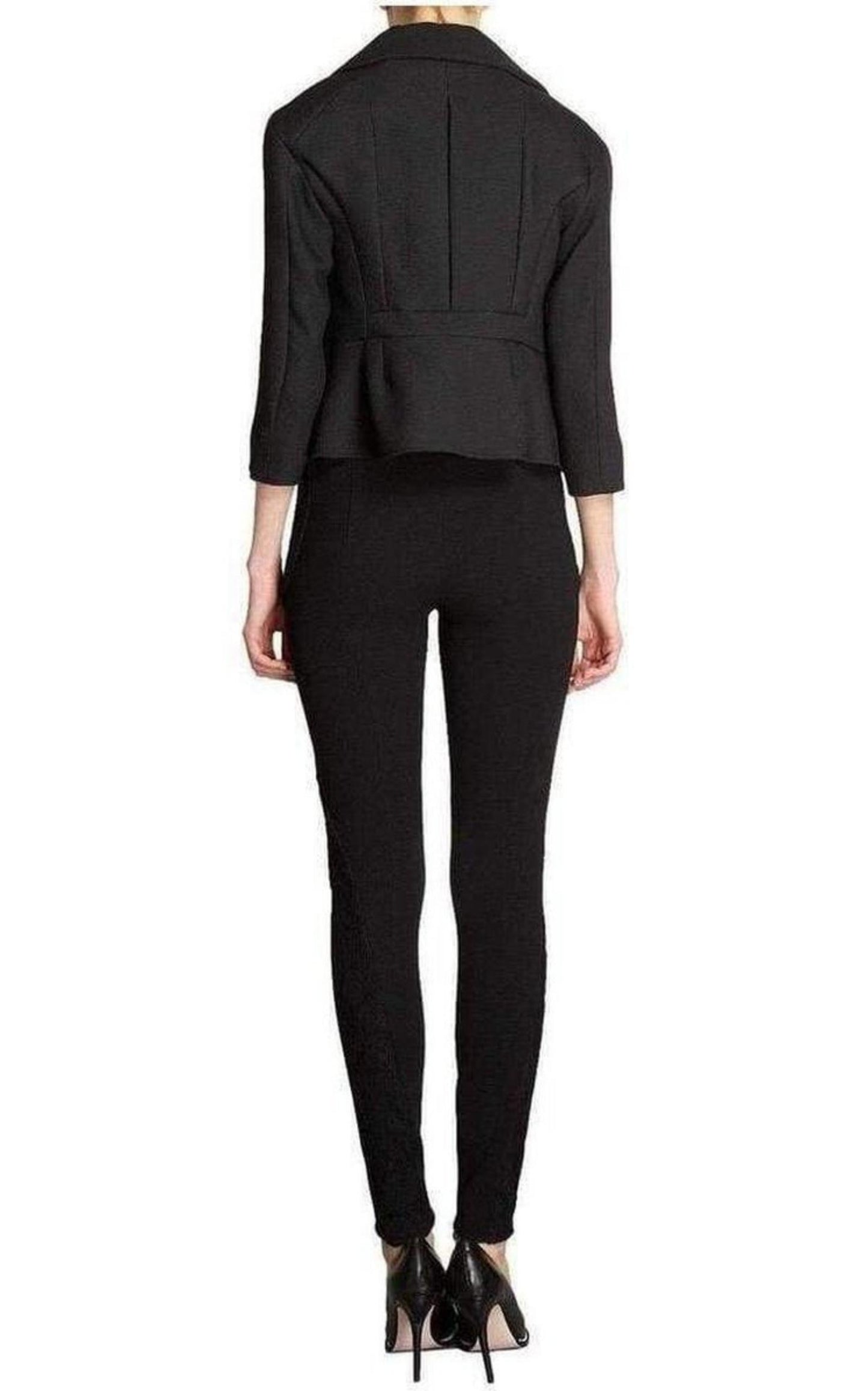 Black Lace Trim Wool Leggings Trousers Nina Ricci