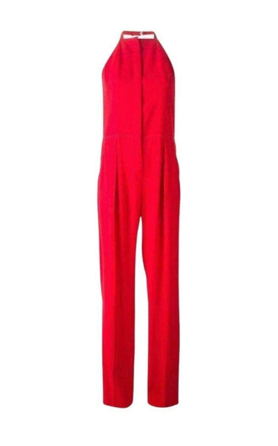 Red Open Back Sleeveless Silk Jumpsuit Nina Ricci