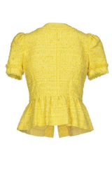 Yellow Tweed Cropped Blazer Jacket Nina Ricci