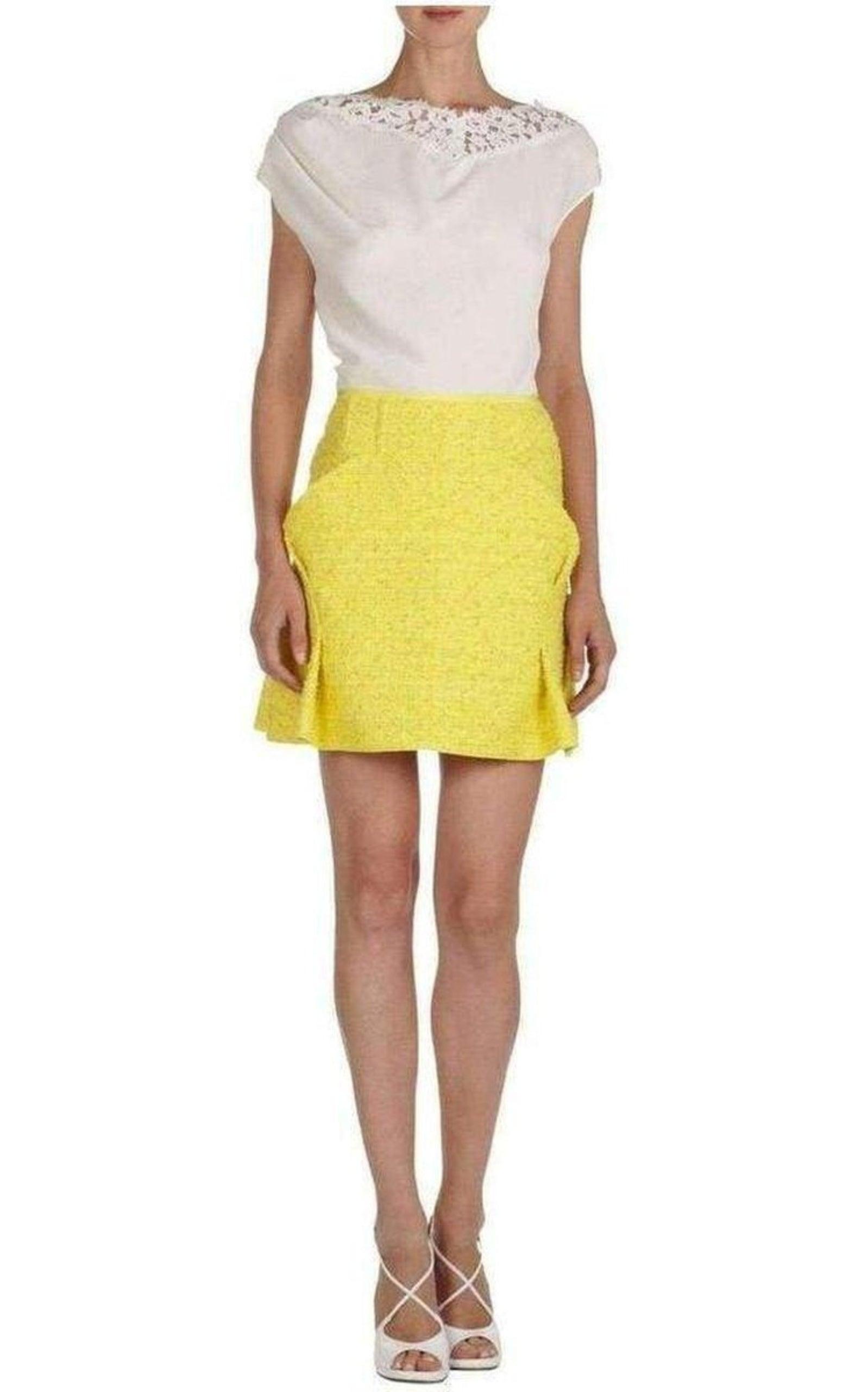 Yellow Tweed Mini Skirt Nina Ricci