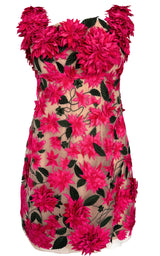 Dahlia Floral-appliqué Mini Dress Oscar de la Renta