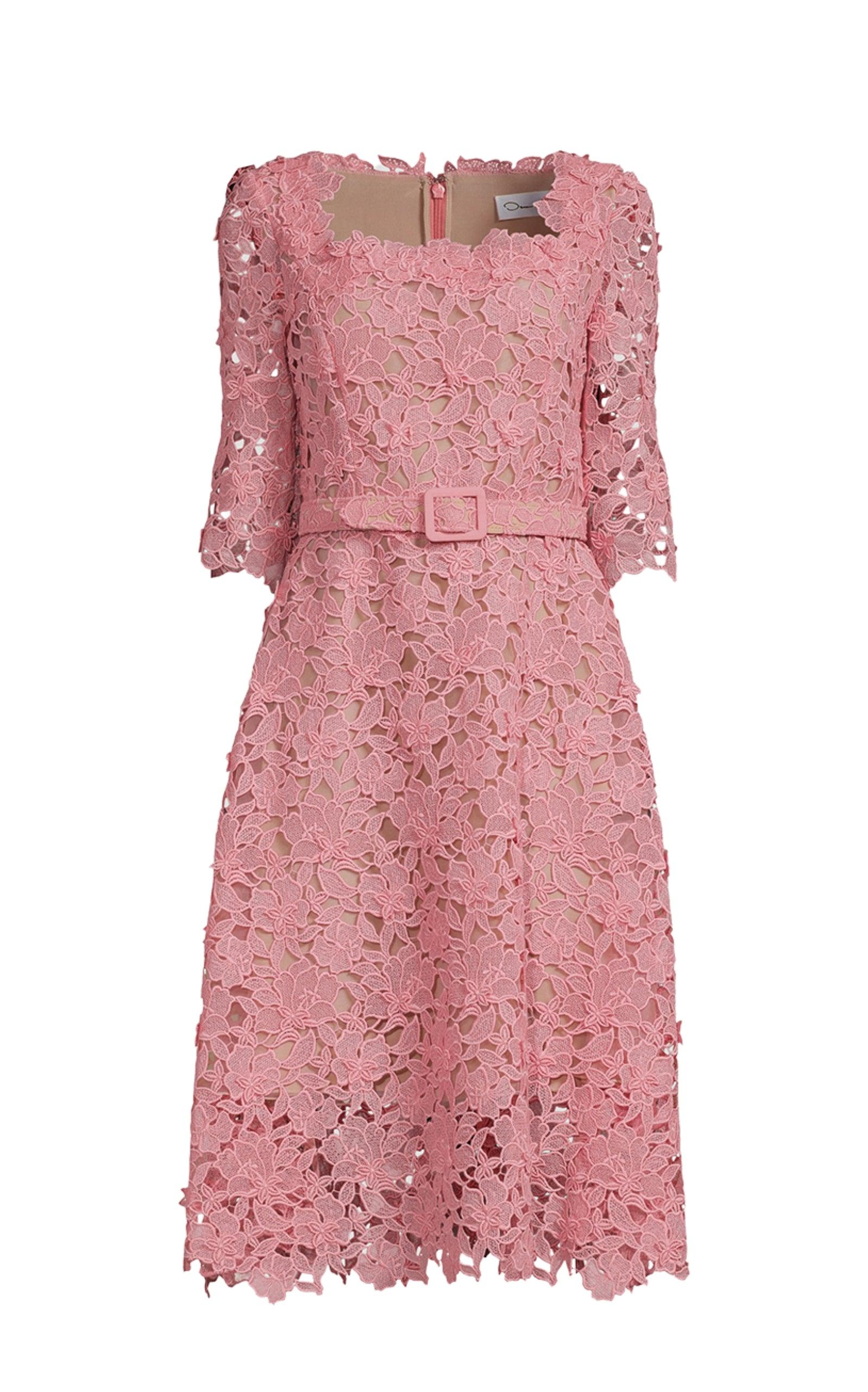 Floral Guipure Lace Dress Oscar de la Renta