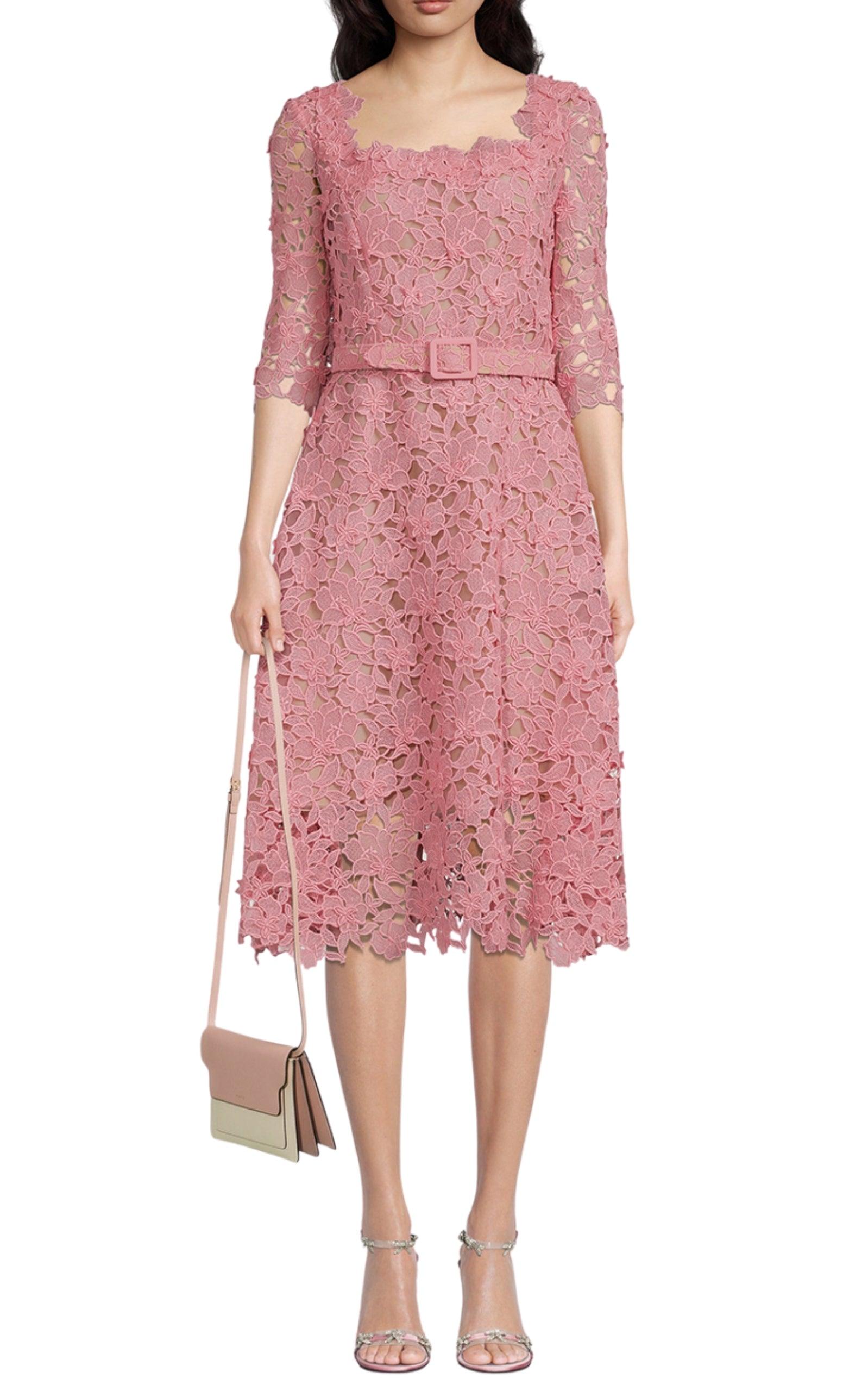 Floral Guipure Lace Dress Oscar de la Renta