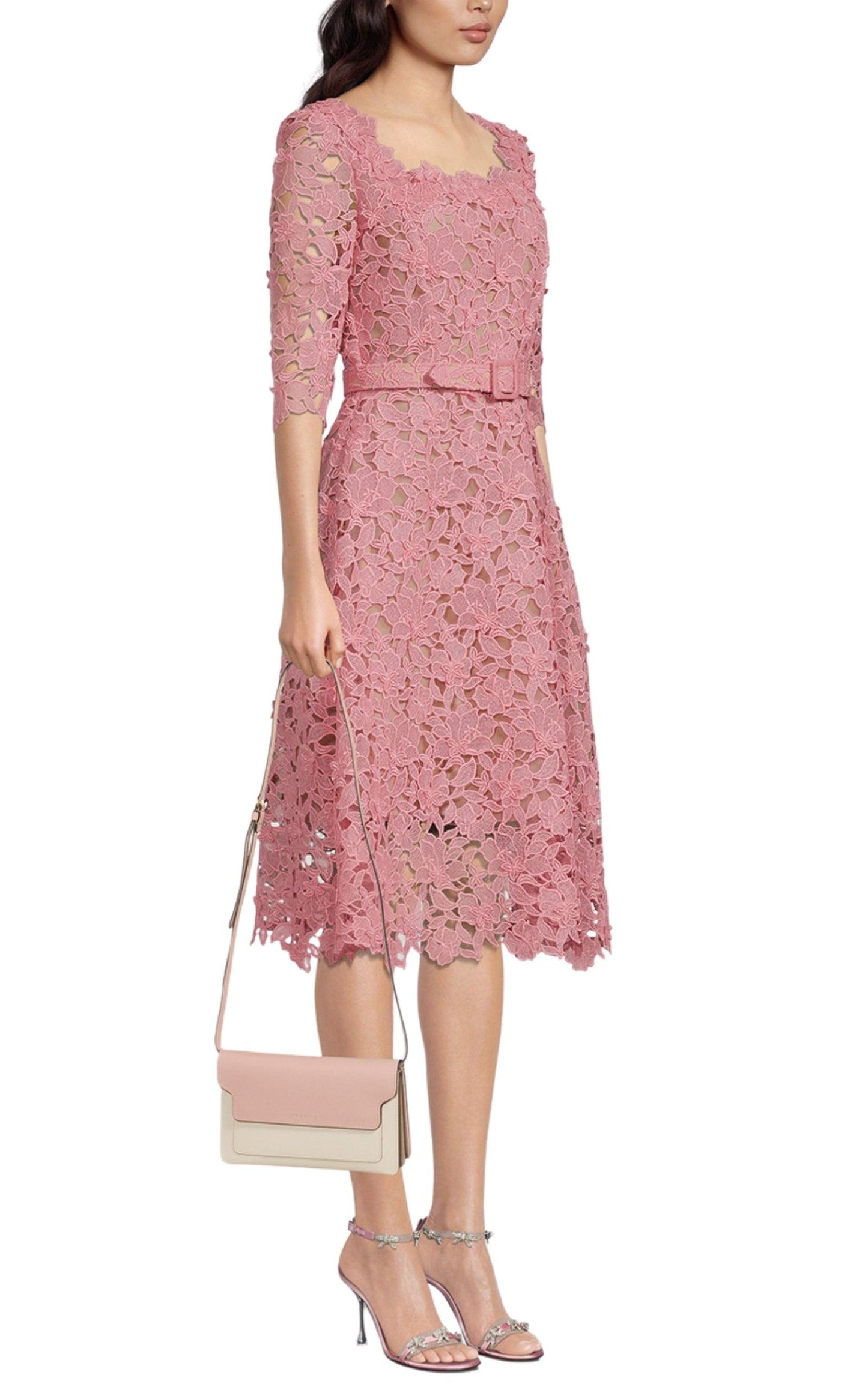 Floral Guipure Lace Dress Oscar de la Renta