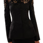 Off-Shoulder Velvet Guipure Lace Blazer Oscar de la Renta