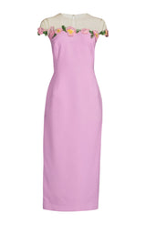 Poppies Illusion Neck Pencil Dress Oscar de la Renta