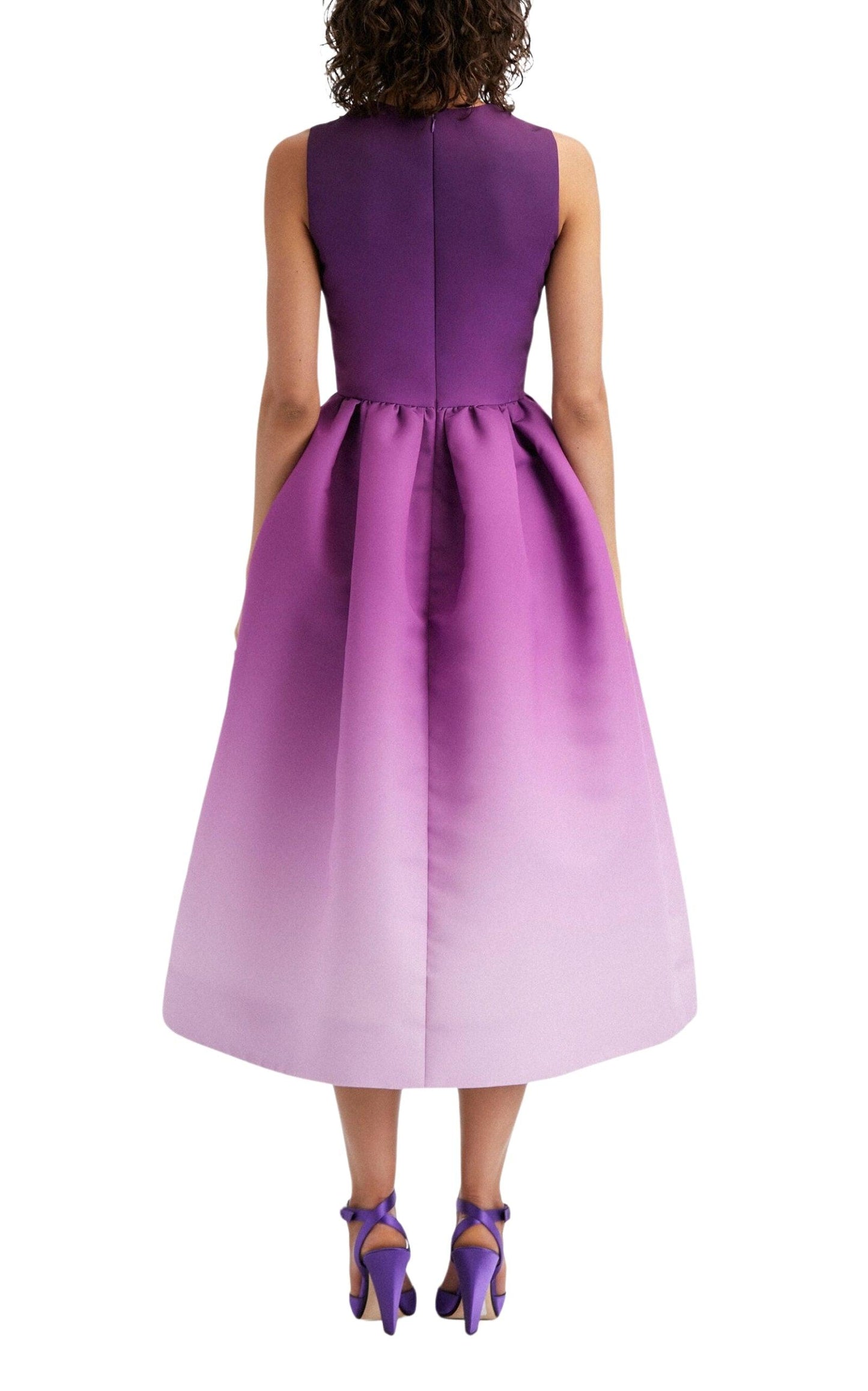 Oscar de la Renta Purple Ombre Faille Midi Dress