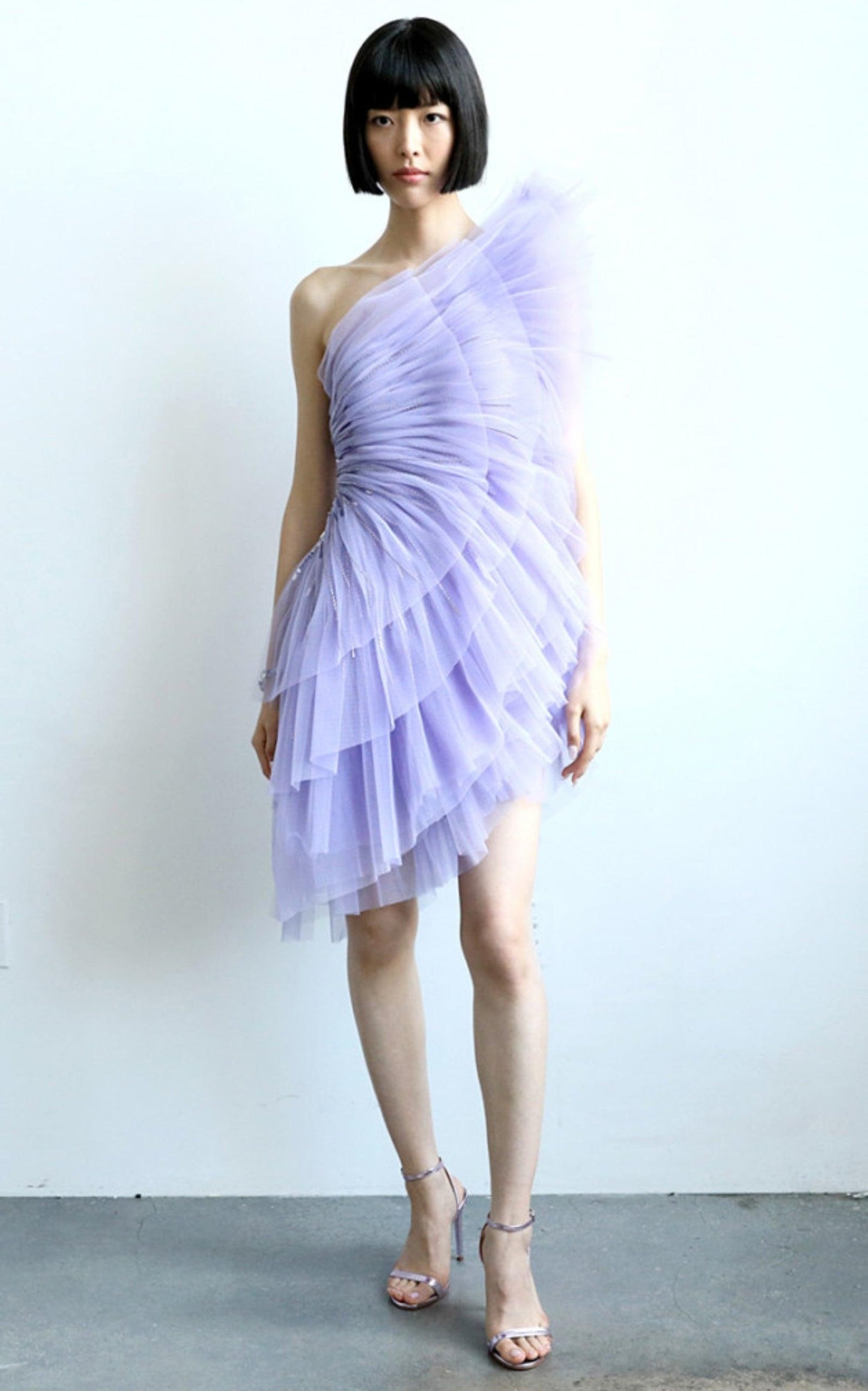 Pamella Roland Pleated Tulle Mini Dress - Runway Catalog