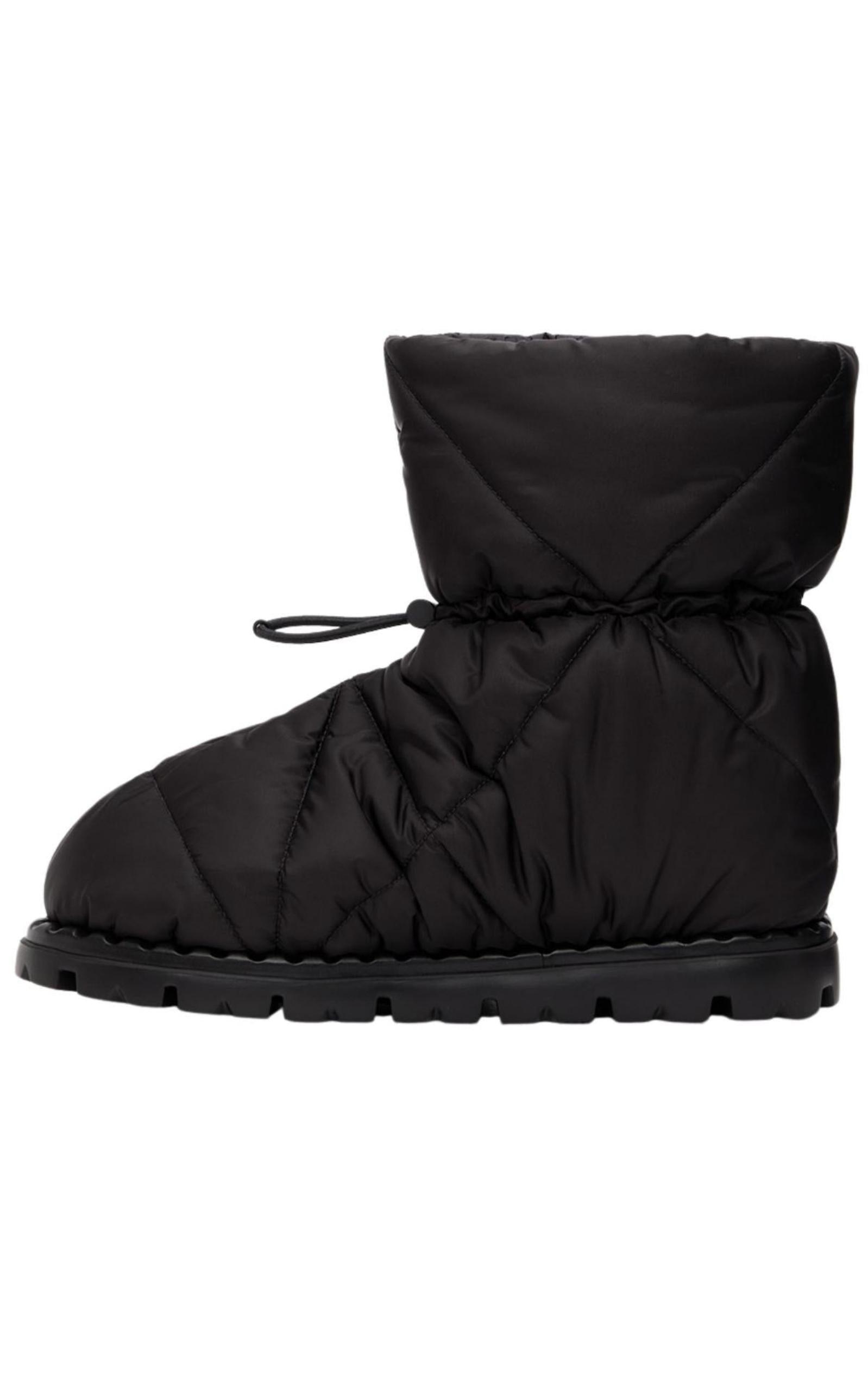 Black Quilted Nylon Drawstring Ankle Boots Prada