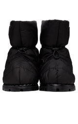 Black Quilted Nylon Drawstring Ankle Boots Prada