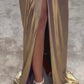 Gold Metallic Cocktail Prom Dress