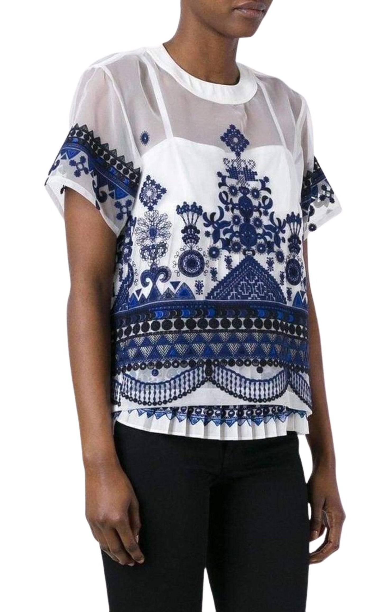 Tribal Lace Organza Top Sacai