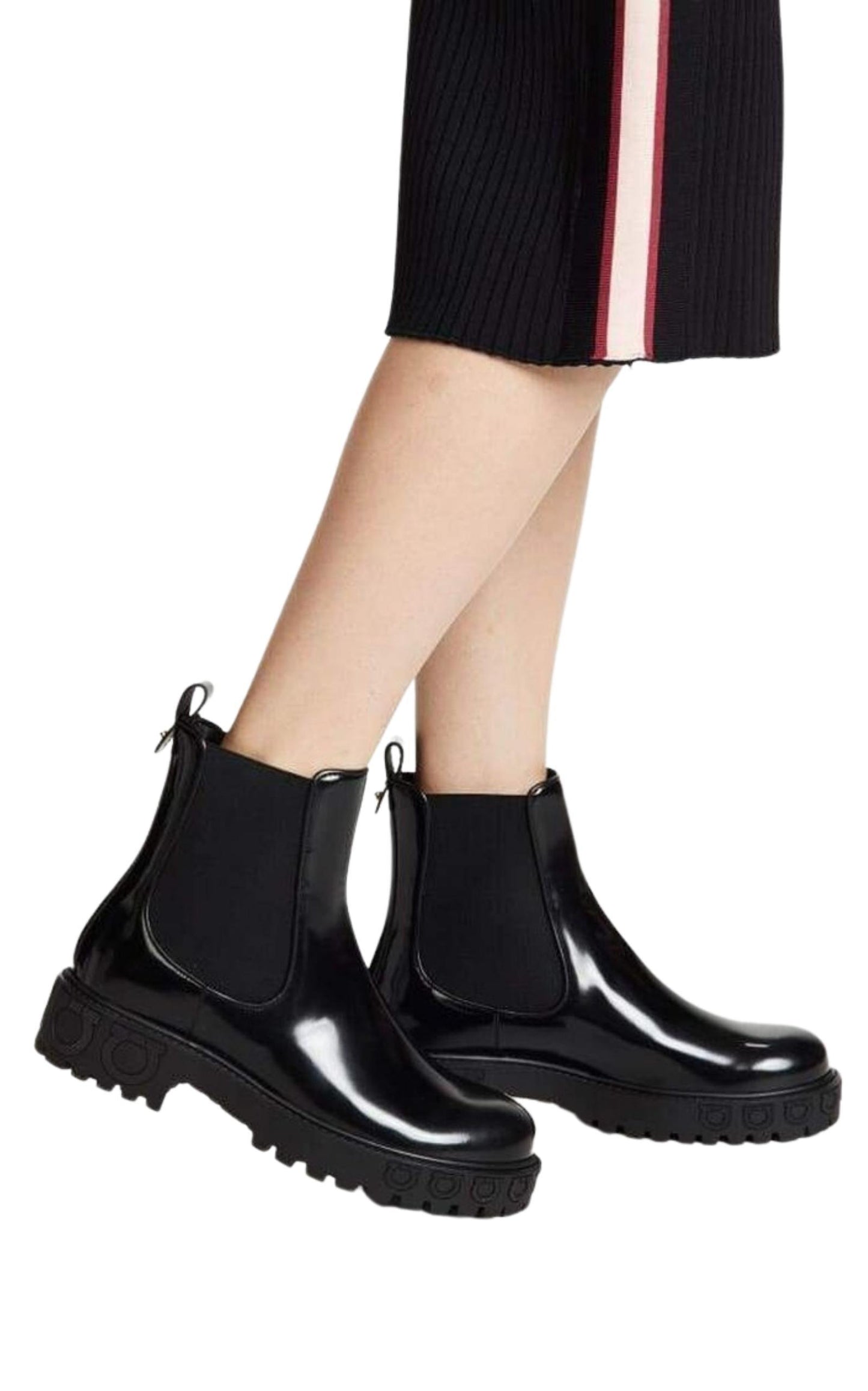 Varsi Leather Gancini-Sole Chelsea Boots Salvatore Ferragamo