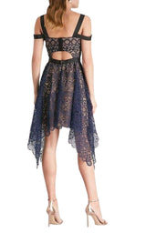 Asymmetric Circle Floral Lace Dress Self-Portrait