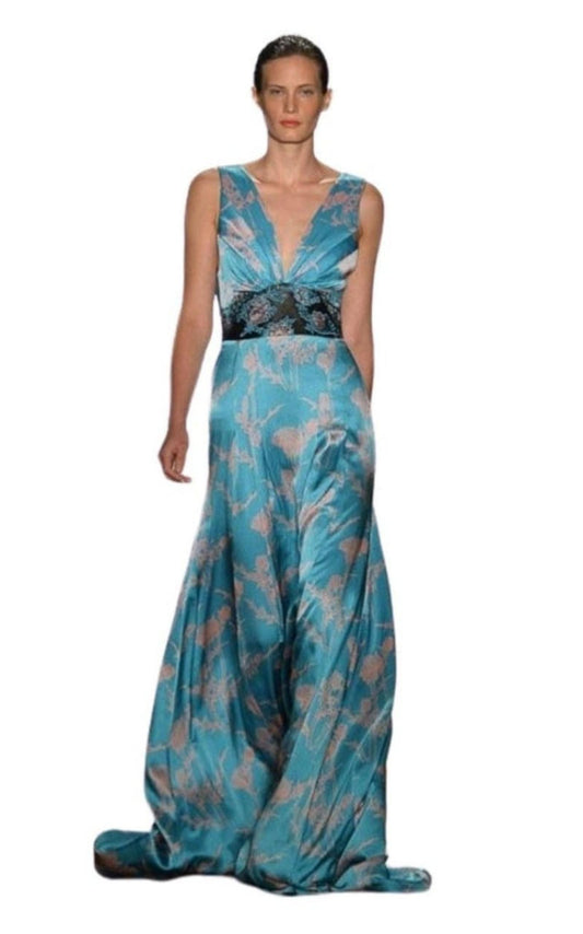 Azur Blue Coral Silk Gown Sophie Theallet