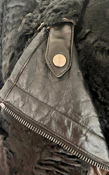 Black Astrakhan Lamb Fur Karakul Biker Jacket Valentino