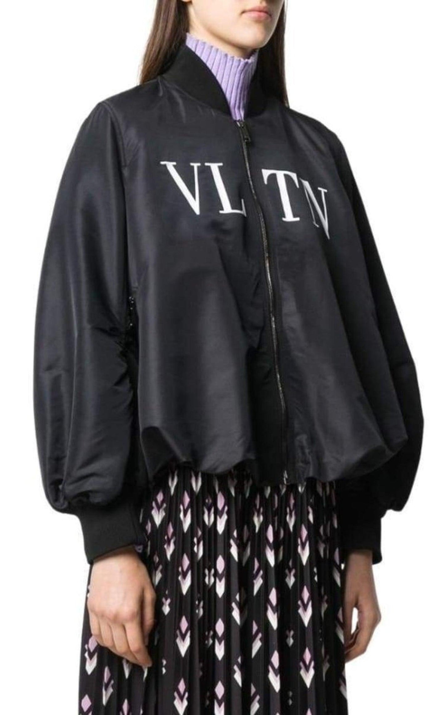 Ruched Printed Shell Bomber Jacket Valentino