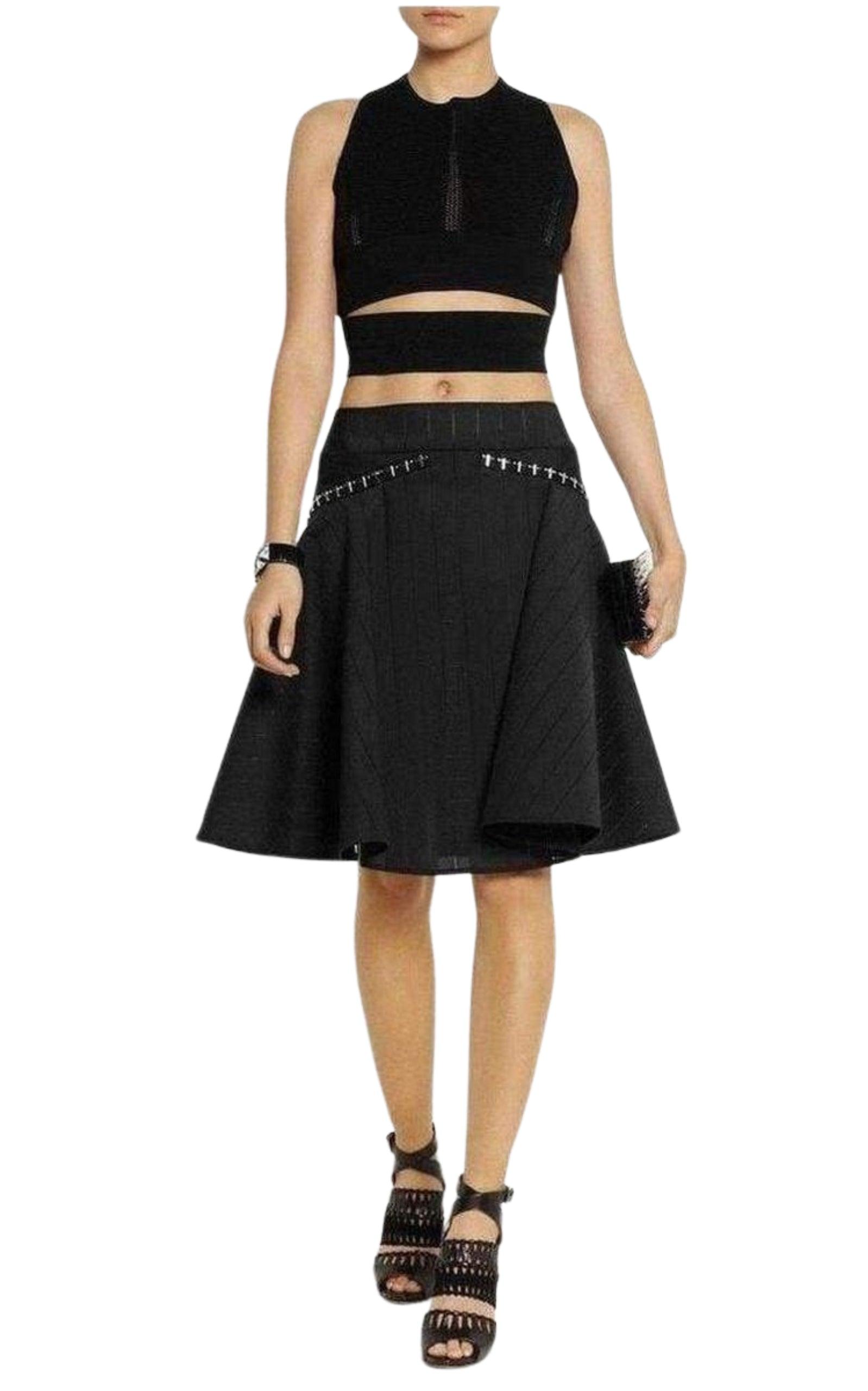 Flared Embellished Stretch Skirt Versace